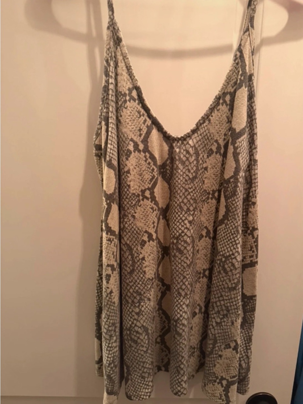 Karlie Snake Print Tank Top in Beige and Gray